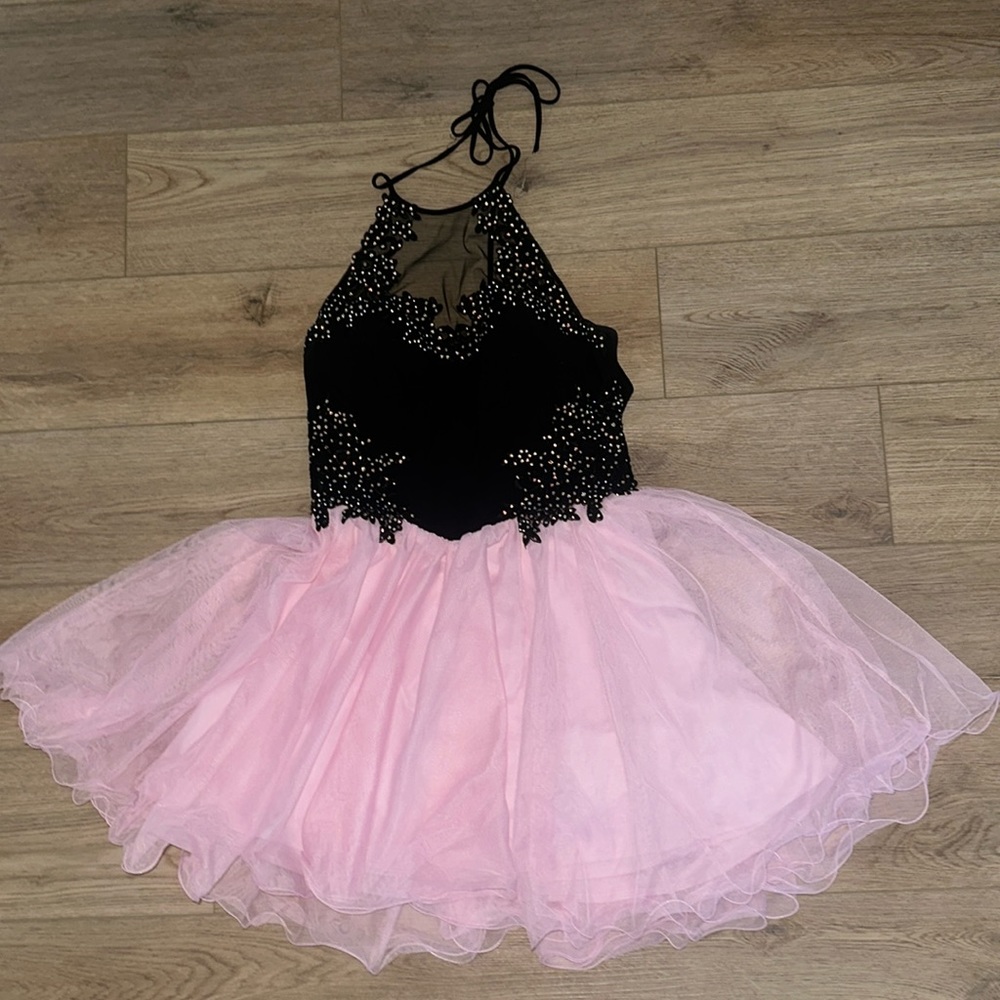 Blondie Nights pink black crystal embellished short formal (13/14)